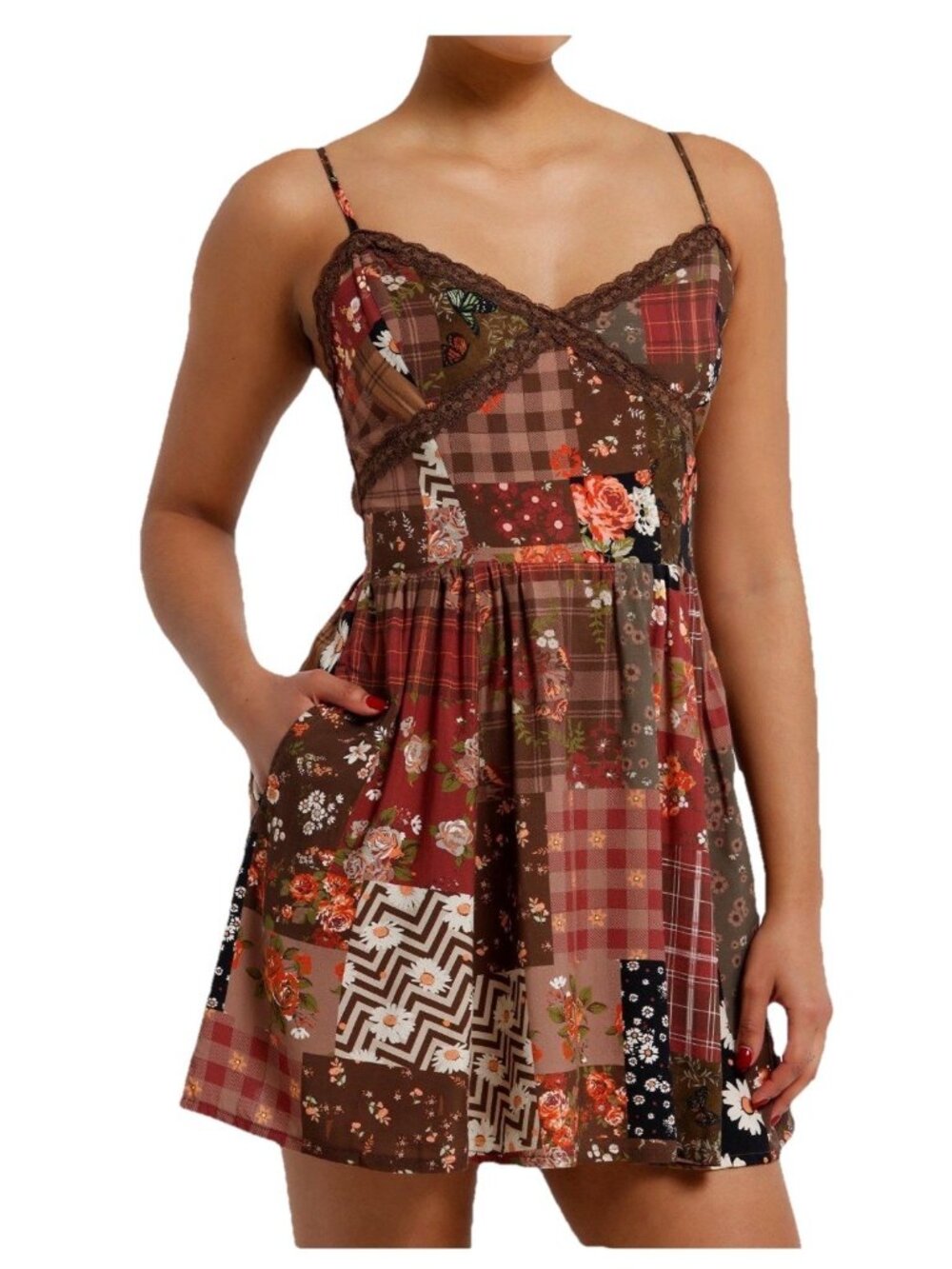 Thorn & Fable Cottage Floral Patchwork Cami Dress Size Small